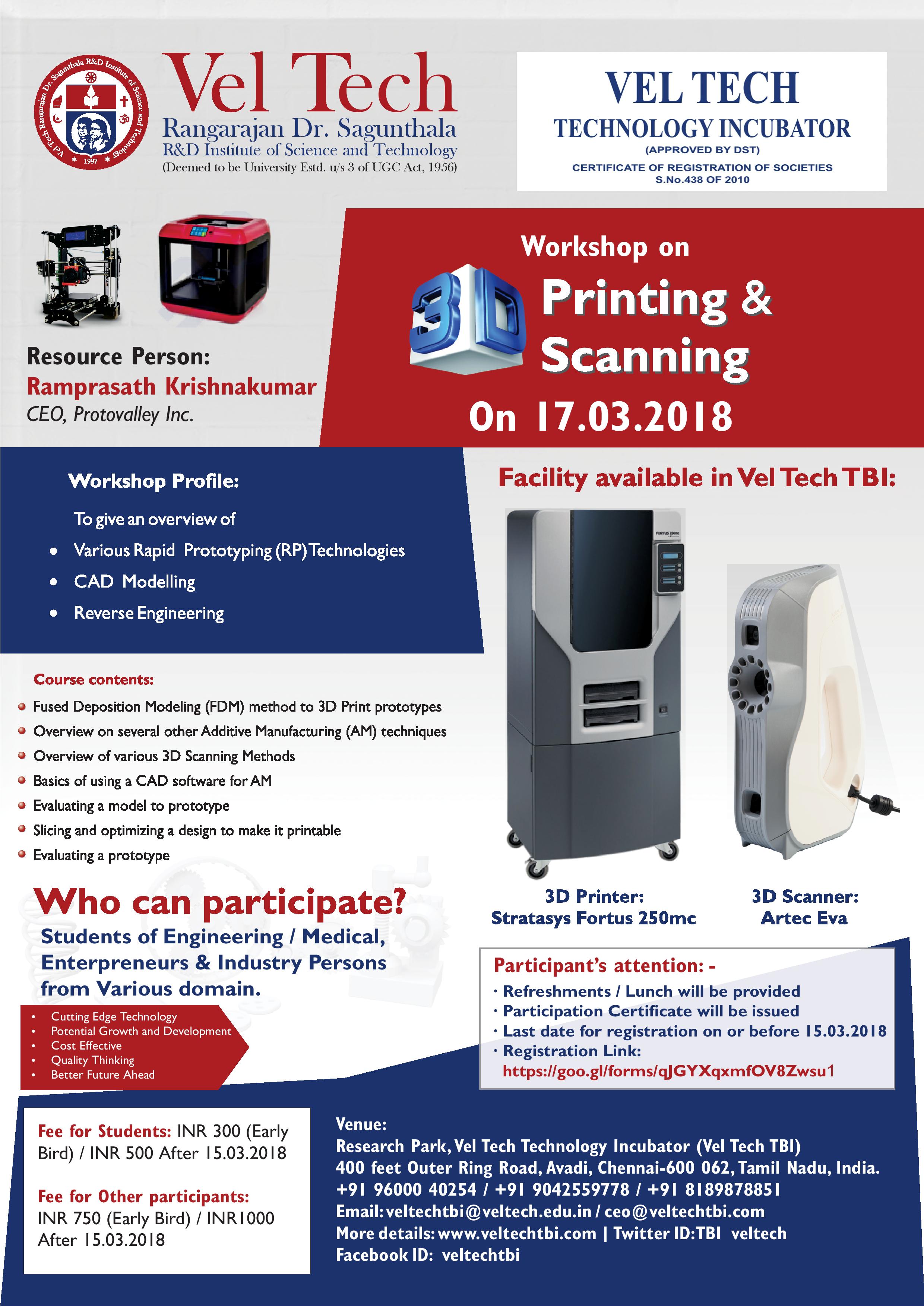 Workshop on 3D Printing and 3D Scanning 2018